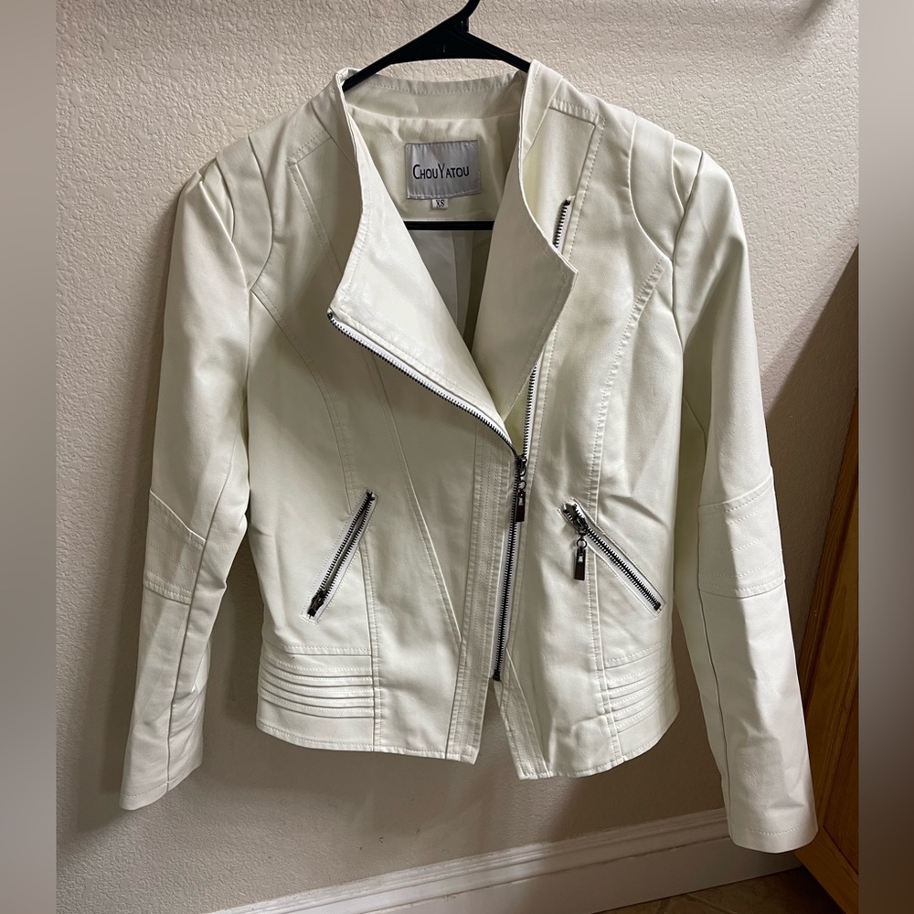 Women's White Leather Jacket